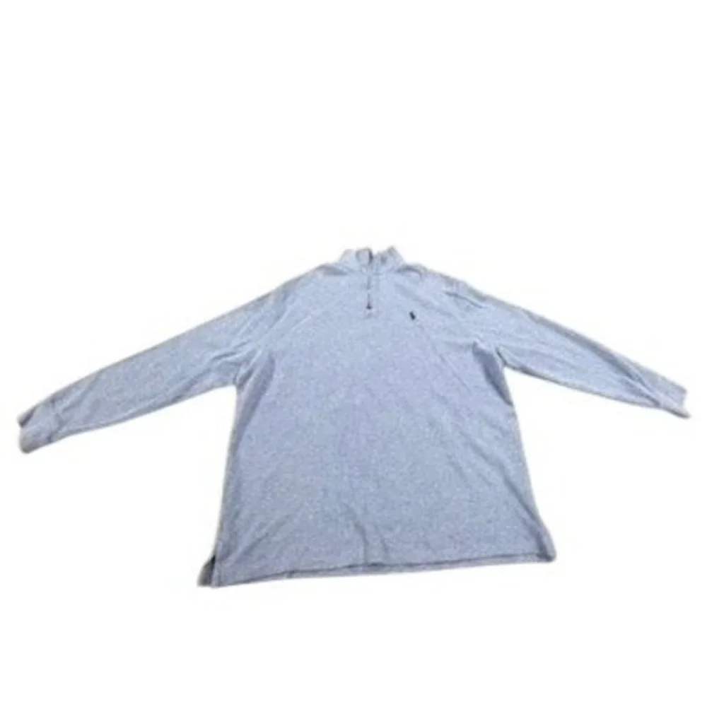 Polo Ralph Lauren Mens‎ Light Blue Heather Quarter Zip Pullover Sweater Large